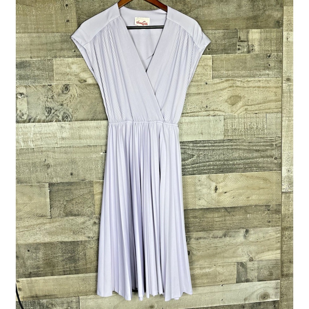 Vtg  Joan Curtis Dress Women's 12 Lavender Fit‎ & Flare Classic Retro Career 70s